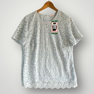 🎉5 for $45 🎉 NWT Teddi Rose Blue Lace Top Blouse Shirt Size XL